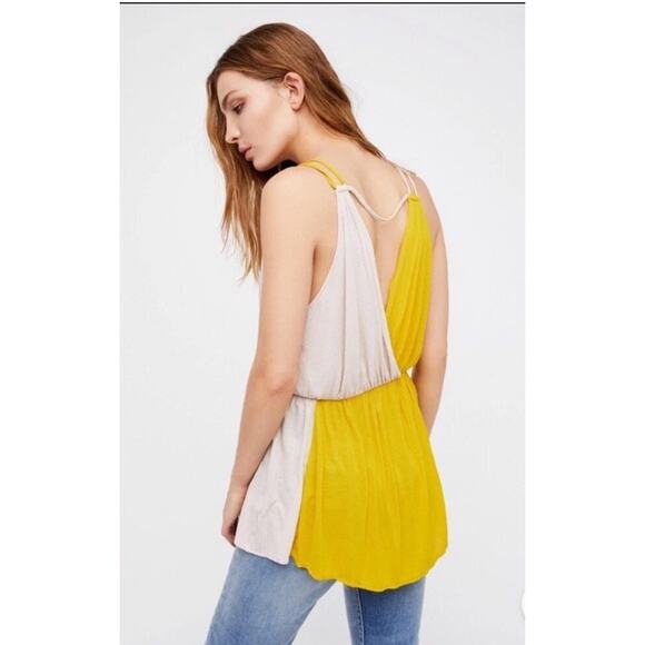 NWT Free People Last Night‎ Ribbed Tank Gold Sunglow Combo Small NEW - Picture 5 of 8